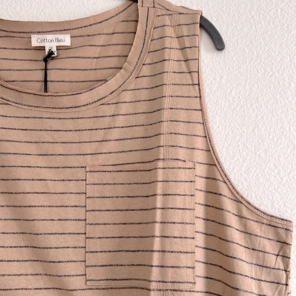 Tan and black striped tank, size 1X - Picture 3 of 4